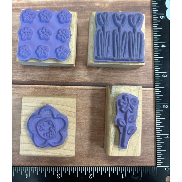 Stampin Up! 2005 Wood Mounted Rubber Stamp set Pocket full of Posies floral - Picture 2 of 2